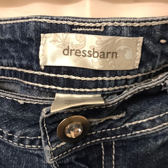 Dress Barn denim distressed hem bling skirt - Picture 6 of 13